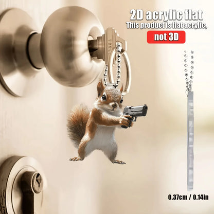 2D Funny Squirrel With Pendant Used for Car Hanging Decoration Fun Decoration Home Decoration Backpack Accessories keychains