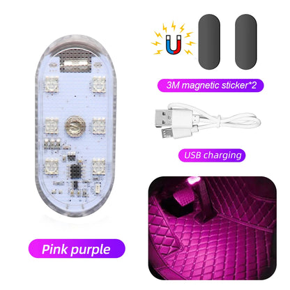 1 pc Multi Color Car Light Wireless LED Touch Light Roof Light Sensor Read Lamp Mini USB Charging Light Car Interior Accsesories