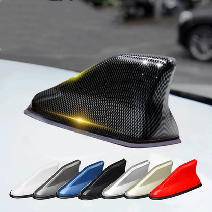 Universal Carbon Fiber Look Car Roof Top Mount Shark Fin Aerial Antenna Toppers Auto Radio AM FM Antenna Signal Amplifier Aerial