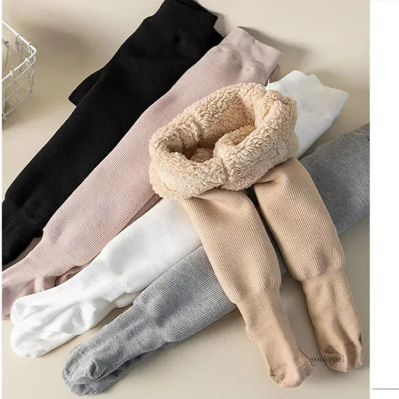 Toddler Infant Boy Girl Super Thicken Warm Winter Tight Princess Kids Stripe pantyhose Cotton Polar Fleece Lining Child Leggings