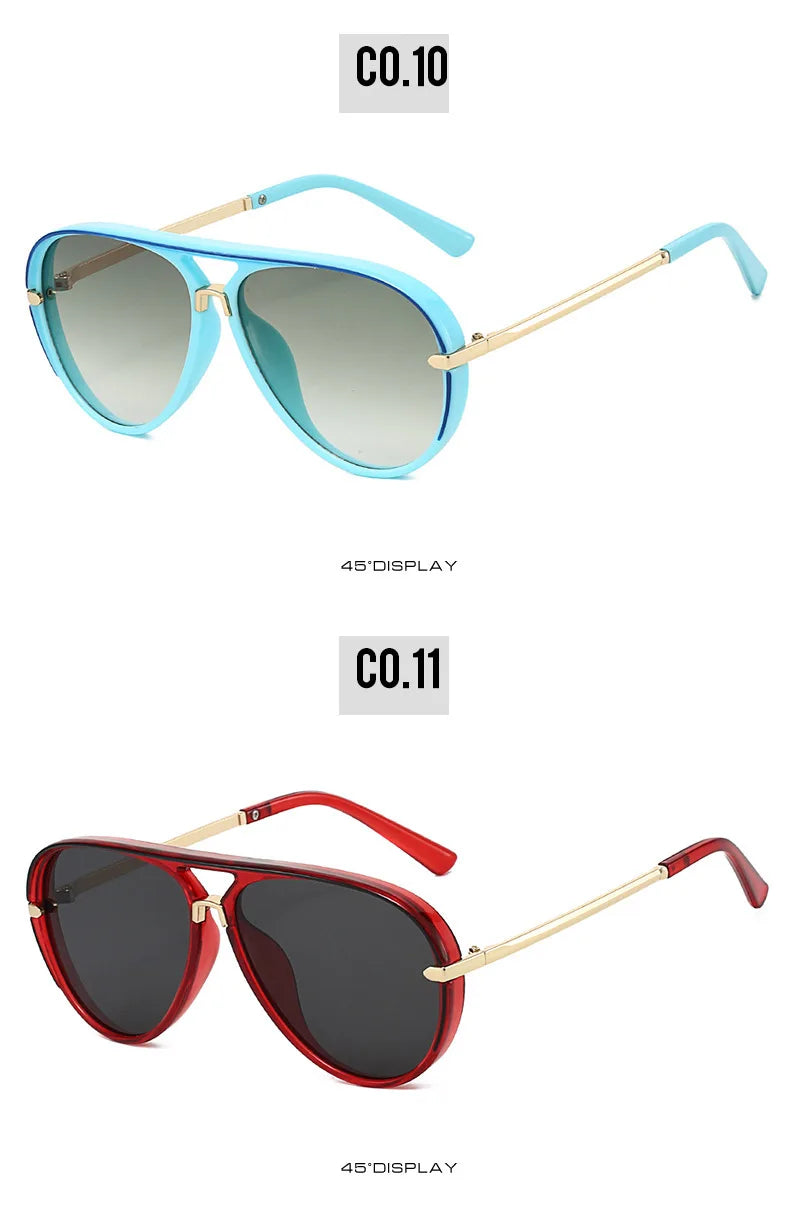Trendy Oversized Pilot Sunglasses Women Men Vintage Retro Classic Designer Sun Glasses UV400 Protection Fashion Ladies Shades
