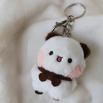 1/2Pcs New Panda Bubu and Yier Plush Pendant Keychain Dolls Cute Cartoon Panda Bear Key Ring Backpack Pendant Couple Gifts