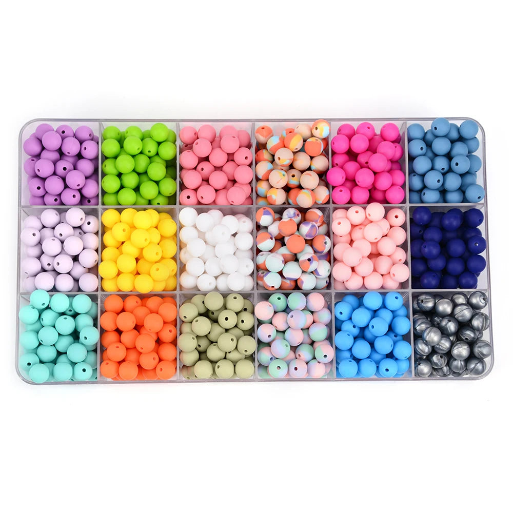 LOFCA 12mm 20pcs/lot Silicone Loose Beads Teething Beads DIY Chewable Colorful Teething For Infant Baby Teether Round