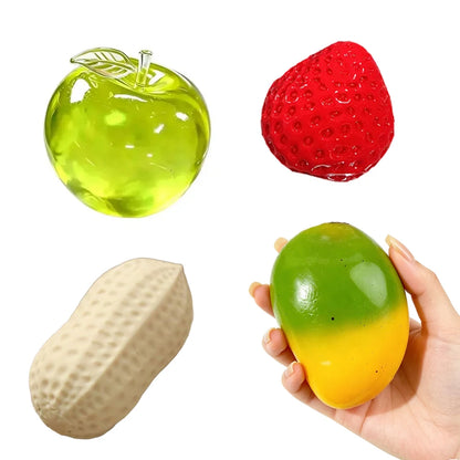 Hot Fruit Stress Ball Squishy Squeeze Ball Squishy Cheese Peanut Soft Block Feel Fidget Toy ASMR Sensory Anti Stress Ball Adults