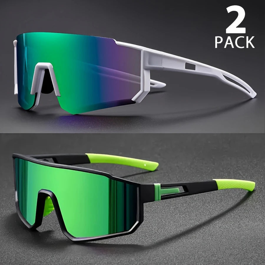 2PCS Oversize Cycling Sunglasses UV400 Protective Outdoor Sports Climbing Driving Bike Glasses Men Women Bicycle Goggles