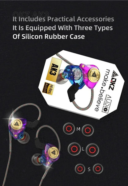 QKZ CK5 FiLe Wired Earphone with Microphone HiFi Music Earphone Professional Gaming And Sports Noise Cancelling Headphones
