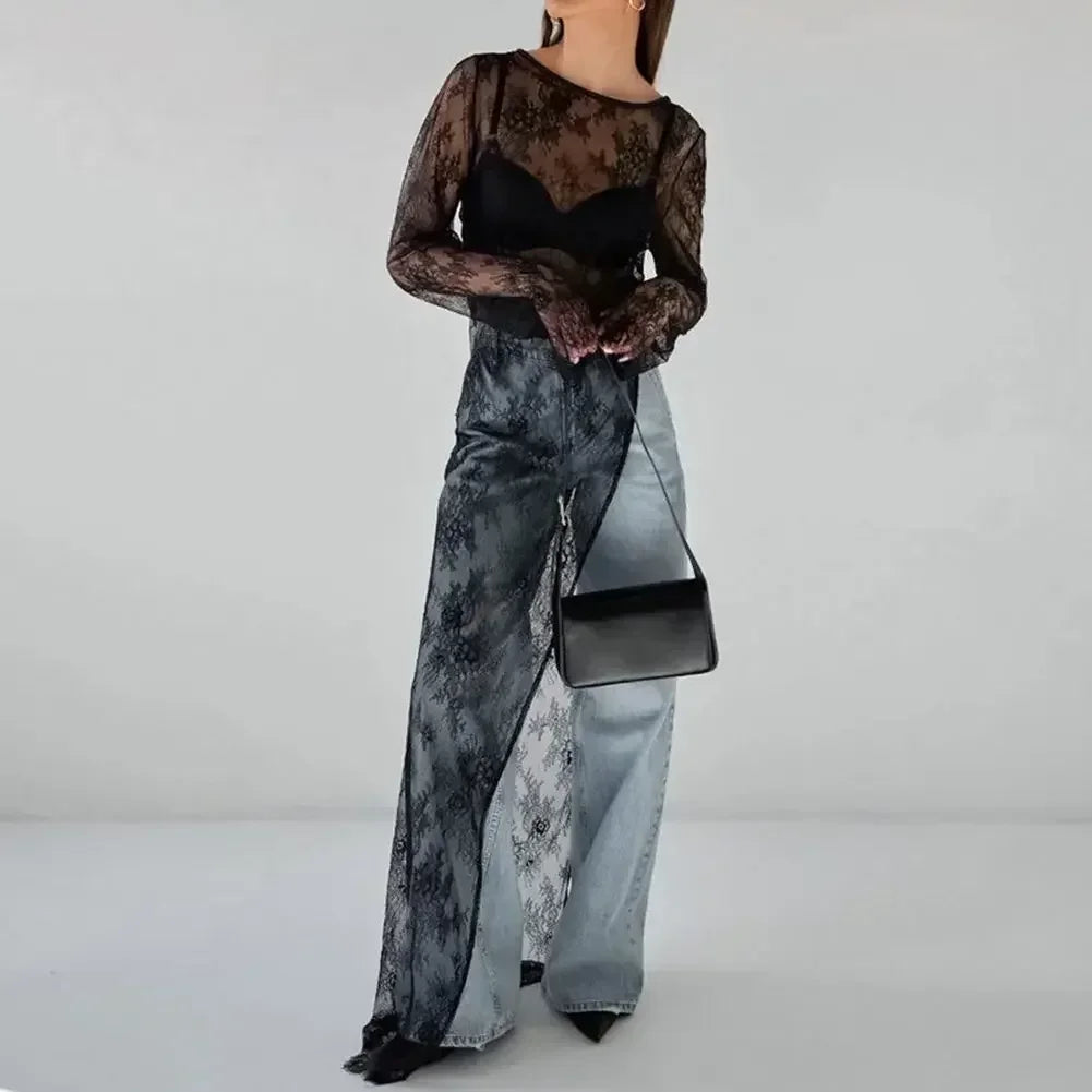 Evening Party Dress Lace Dress High Street Style Black Black Lace Dress Brand New Condition Fashion All-match Dress