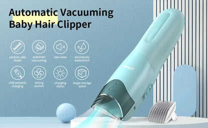 Vacuum Hair Clippers for Kids & Men Rechargeable Cordless Hair Cutting Machine with Safe Ceramic Blade Waterproof Hair Trimmers