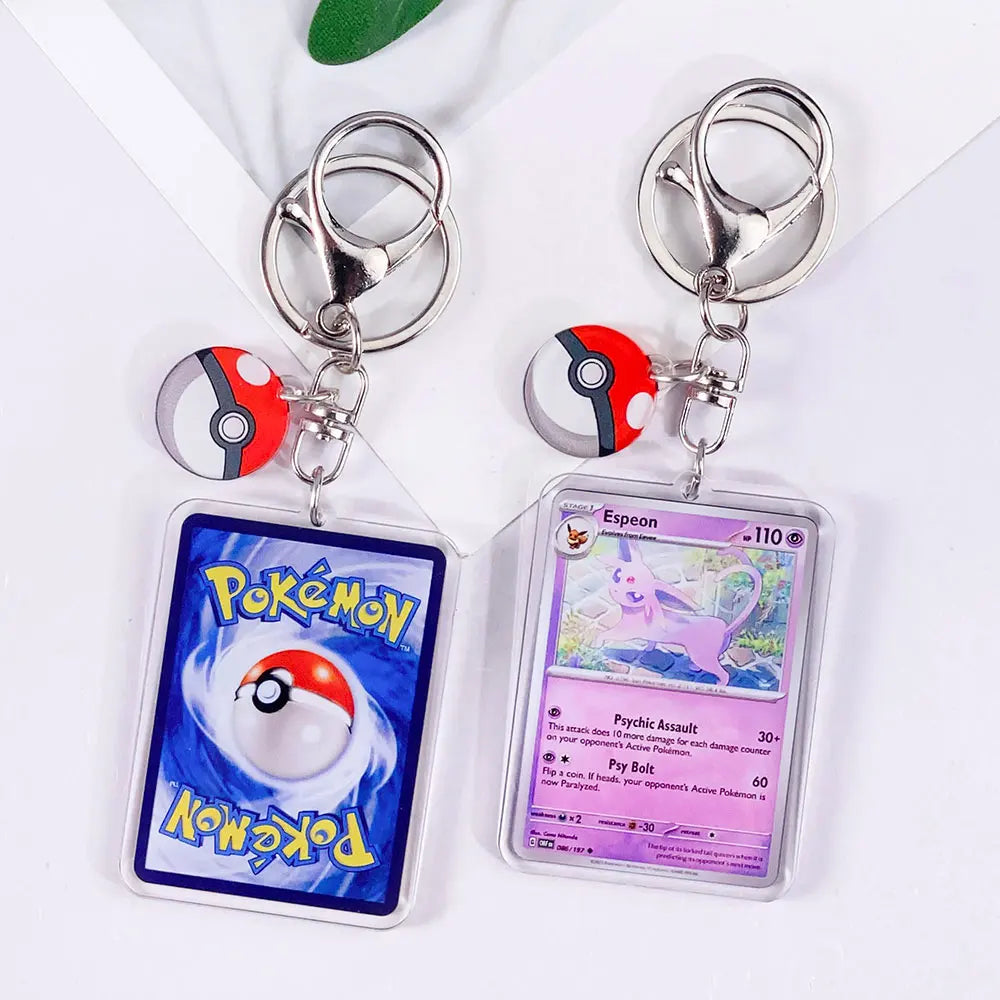 Pokémon Card Cute Acrylic Car Keychain Accessories Pikachu Charizard Gengar EeveeBag Charm Backpack Pendant Gifts For Friends