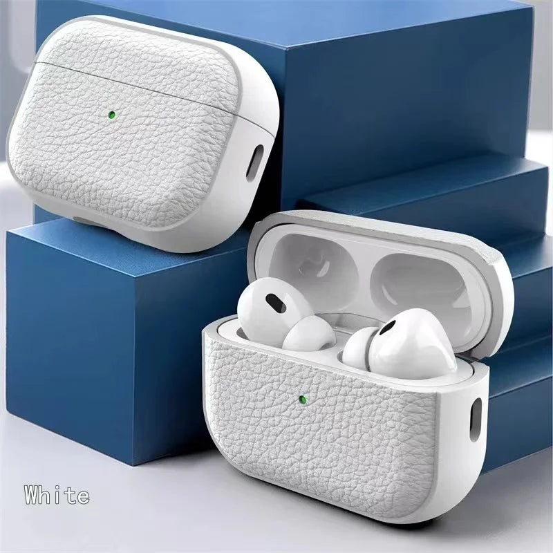 Luxury Leather Cover For AirPods 4 3 2 1 Business Earphones Cover For Apple AirPods Pro 1 2 Headset Shell With Hook Accessories