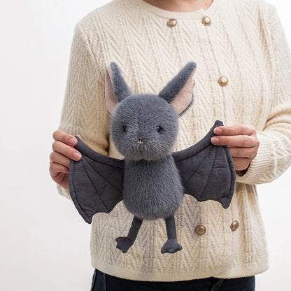 New 26cm Kawaii Hanging Bat Plush Toy Grey Broox Stuffed Animal Doll Cartoon Soft Bat Plushies Home Decor Birthday Gifts Girl