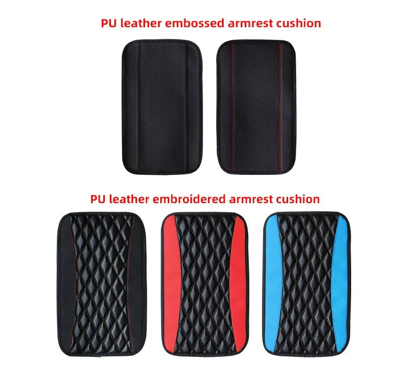 Car Armrest Cover Mat Universal PU Leather Ethnic Style Print Waterproof Non Slip Storage Box Pad Auto Styling Interior Accessor