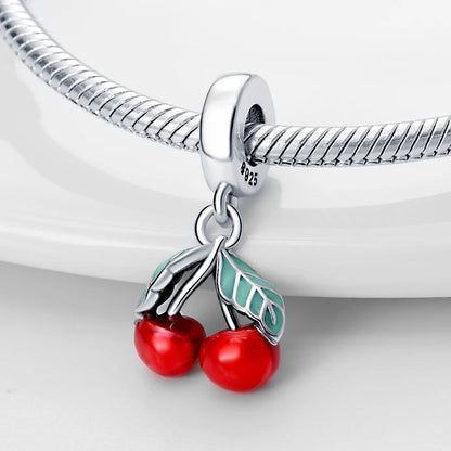 Charms Silver 925 Ladybugs and Cherry Strawberries Pendant Bead Fit 3mm Bracelet Bangle Necklace For Women Luxury Jewelry Making