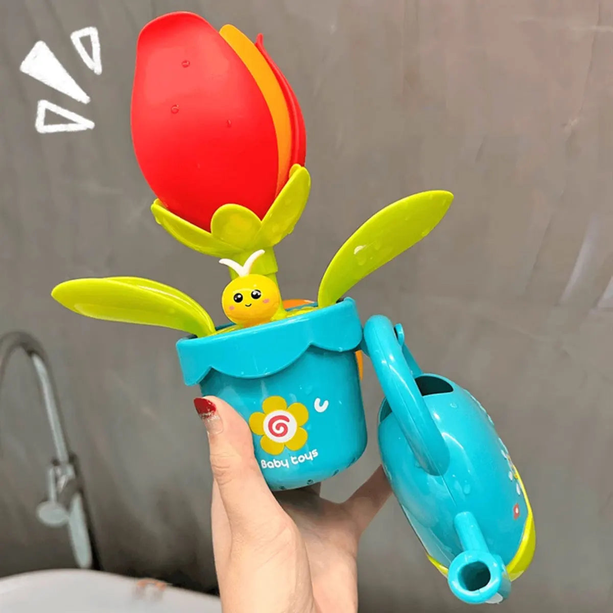 Duck/Flower Shape Baby Bath Toy Play Water in Lion Waterwheel Children Fun in Shower Bathtub with Suction Cup in Kid Gift