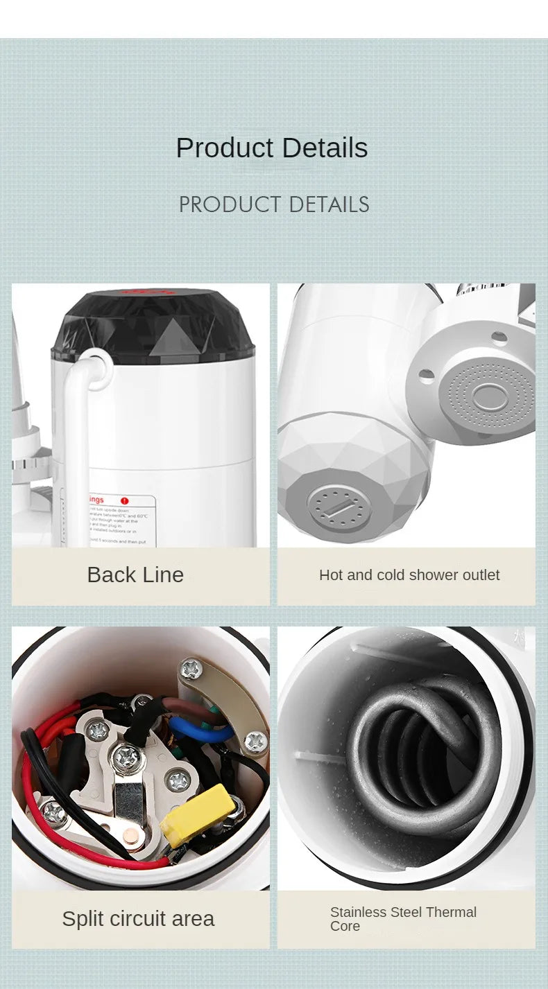 Kitchen Electric Water Heater Tap Instant Hot Water Faucet Heater Cold Heating Faucet Tankless Instantaneous Water Heater