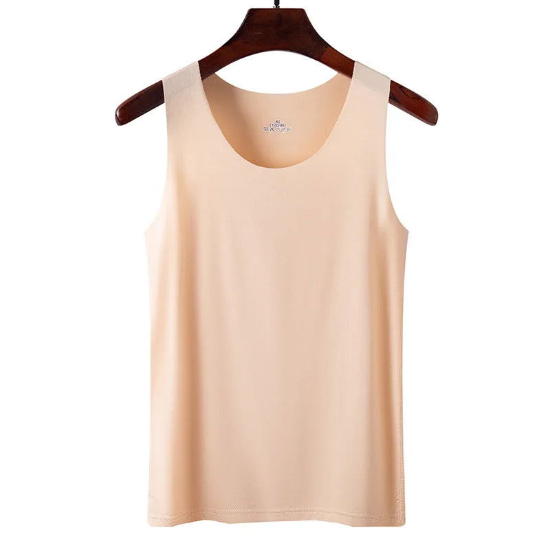 1pcs Summer Women Men Thin Tank Tops Seamless Ice Silk Vest Undershirt Underwear Students Korean-Style Slim Vest Sleeveless Tops