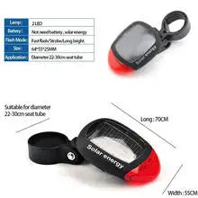 LED Solar Energy Bicycle Tail Light Cycling Safety Rear Lamp Night Riding Warning Taillights Power Bike Rear Lamp