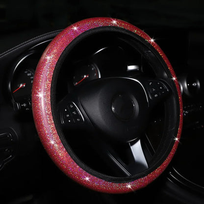 Car Universal 37/38cm Steering Wheel Cover Elastic Handle Cover Colorful Bronzing Diamond BlingBling Steering Wheel Accessories