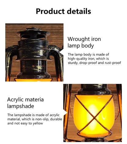 Retro Portable LED Horse Lantern Lamp Rechargeable Hanging Camping Lights 3 Lighting Modes for Desktop Bar Resturant Decoration