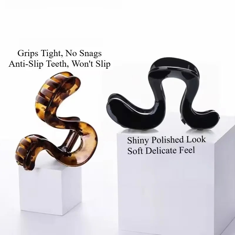 2 New elegant curved hairpins for women with high ponytail, designed for the back of the head