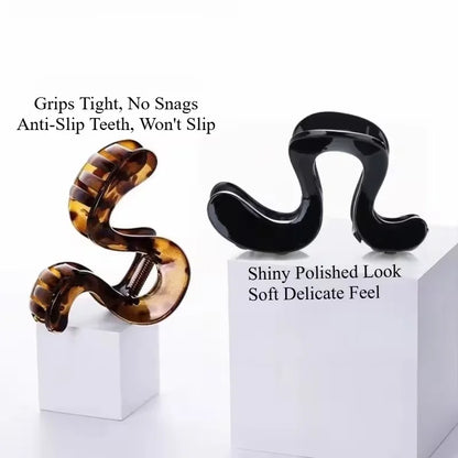 2 New elegant curved hairpins for women with high ponytail, designed for the back of the head