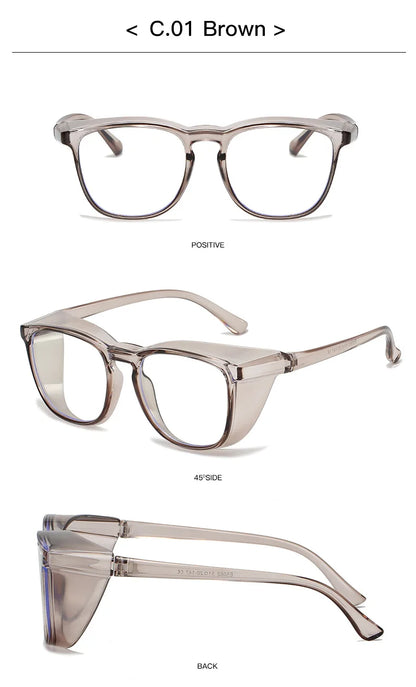 1pc Anti Pollen Safety Glasses Square Anti Fog Blue Light Blocking Glasses with Side Shields for School Daily Life