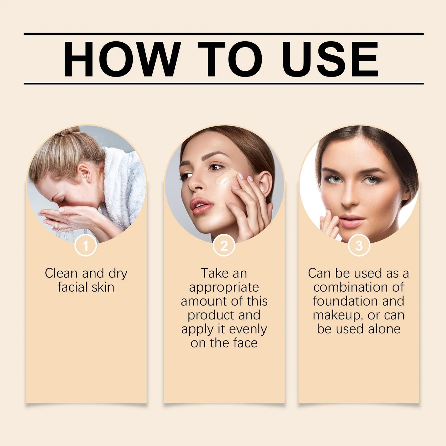 1/2/3pcs CC Cream Foundation Waterproof Brighten Moisturizing Foundation Concealer Oil-Control Long Lasting Spf 50 Makeup
