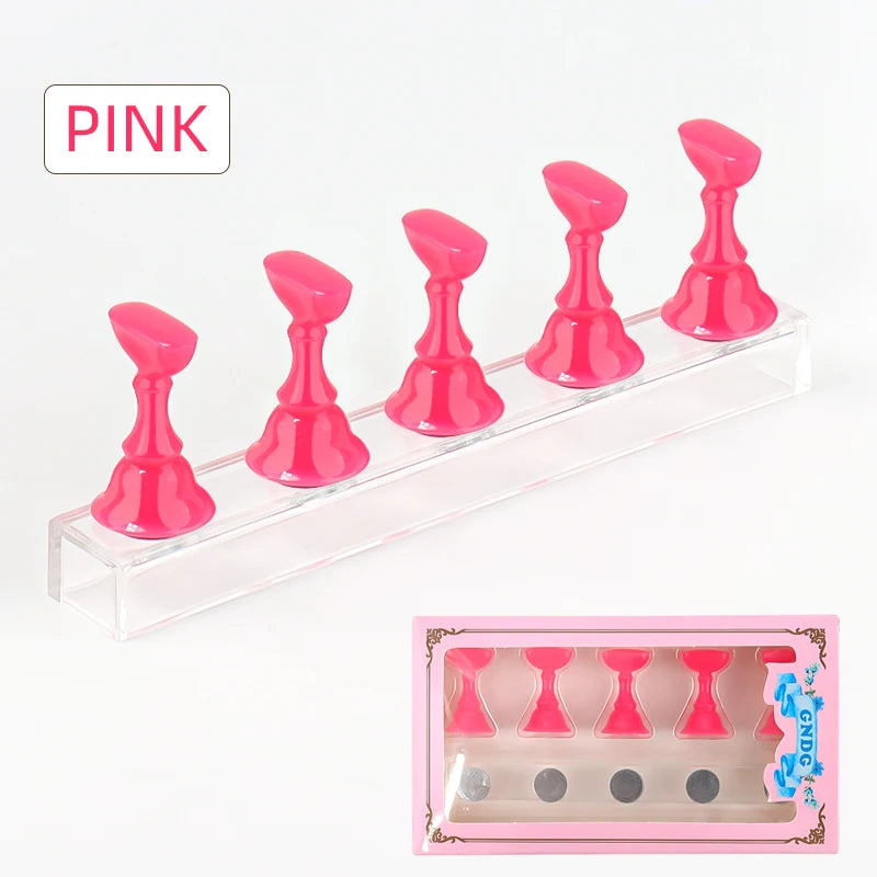5pcs Nail Holder False Nail Tip Practice Stand Crystal Base Magnetic Holder Nail Art Display For Art Salon DIY & Practice Tools