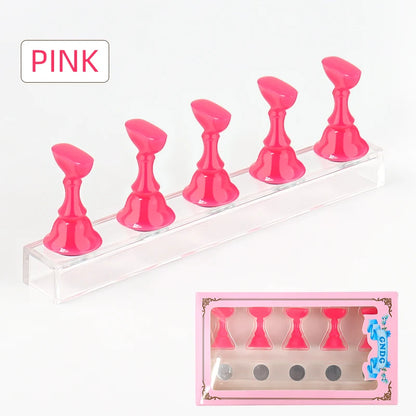 5pcs Nail Holder False Nail Tip Practice Stand Crystal Base Magnetic Holder Nail Art Display For Art Salon DIY & Practice Tools