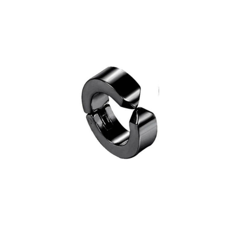 1 Pcs Clip On Hoop Earrings For Men Women Stainless Steel Fake Non Piercing Magnetic Dangle Earring Black Huggie Hoop