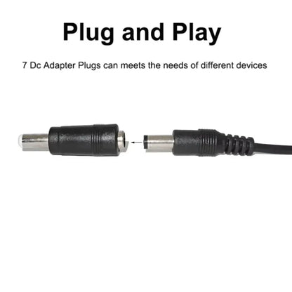 Universal Power Cable USB to DC 5.5 * 2.1mm Jack 5V Charging Cord with 8 Selectable Connector Tips for CCTV Cameras TV Box