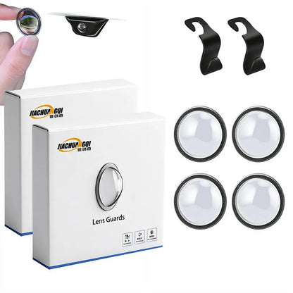 4pcs Car Camera Protective Cover With 2pcs Car Hooks Front Bumper Camera Anti-Scratch Shield Lens Guard PC Protective Cover Kits