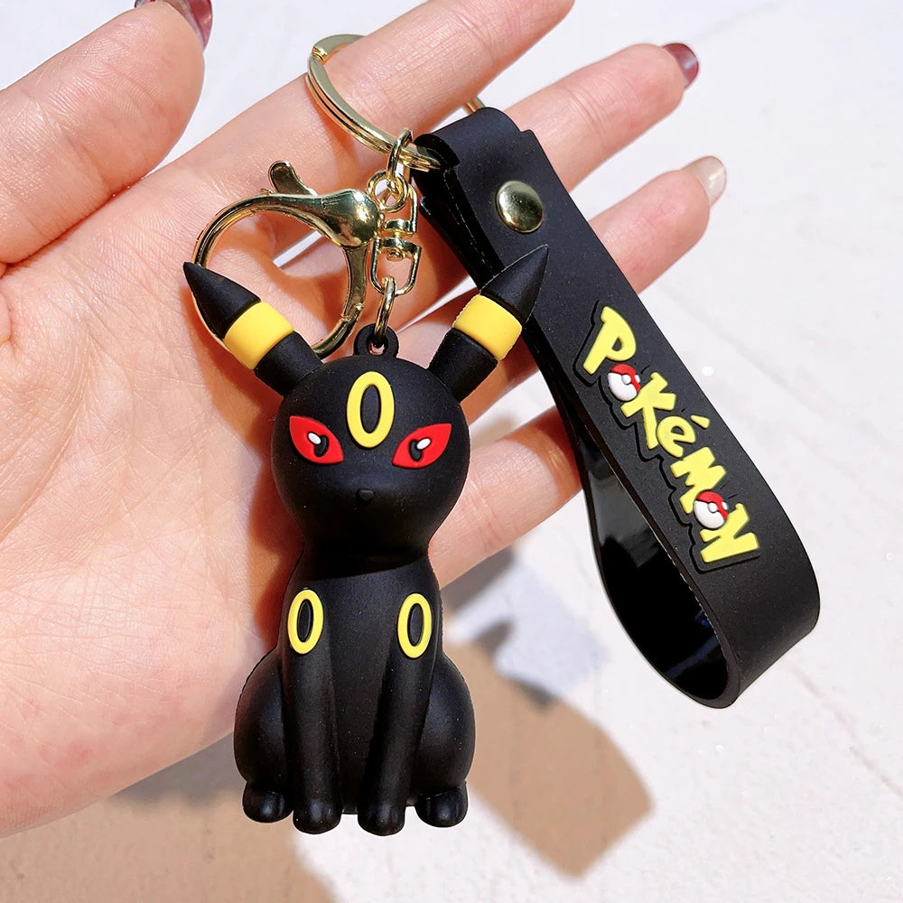 Pokémon Big Eevee Family Keychain Gift Set, Complete Evolution PVC Keychain with Pokéball Clip, Adorable Key Ring for Kid