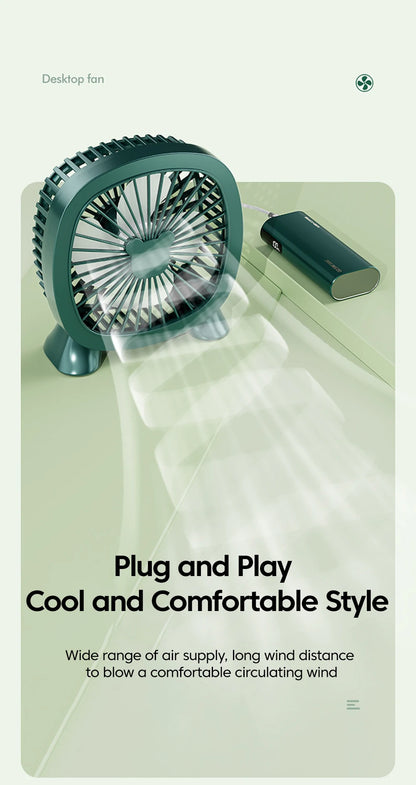 Portable Summer Mini Electric Fan For Home Office School Outdoor Camping Travel USB Direct Plug In Silent Handheld Desktop Fan