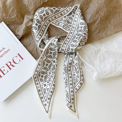 Set Series Silk Satin Scarf Women Cloth Hair Bands Headdress Accessories Lady Scarves Ribbon Neck Ties for Bag Handle/4pcs