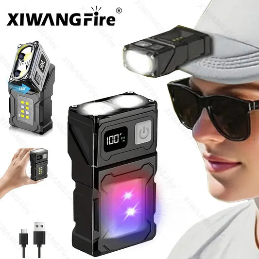 Mini USB Rechargeable LED Flashlight - Portable Super Bright Torch with Tail Magnet, Side COB Emergency Light & Camping Lantern