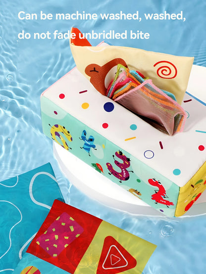 Newborn baby toy - Simulated tissue box with realistic tissue pull-out for early education