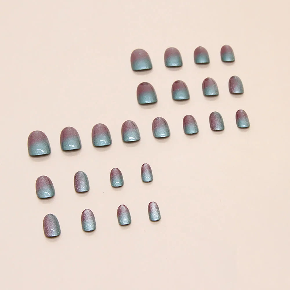 24pcs/set short square fake nails for women girls faux ongles fashion glitter geometric flowers design press on false nail kit