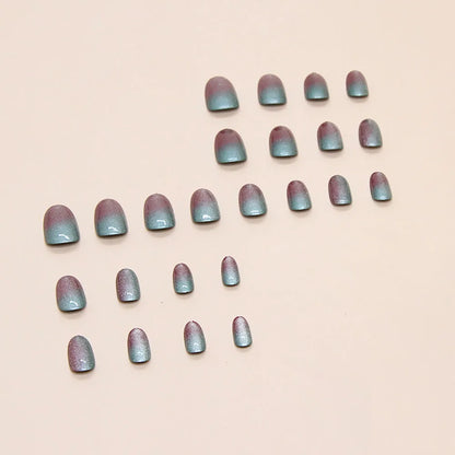 24pcs/set short square fake nails for women girls faux ongles fashion glitter geometric flowers design press on false nail kit