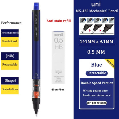 UNI KURUTOGA Mechanical Pencil M5-452 Creative Writing Continuous Sketch 0.5mm Lead Automatic Rotating Mechanical Pencil