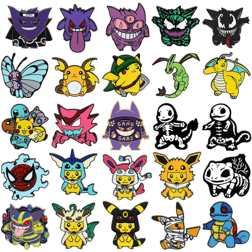Pokemon Pikachu Game Console Enamel Pins Badges Brooches Japanese Anime Squirtle Funny Punk Denim Jacket Badge Lapel Pin Friend