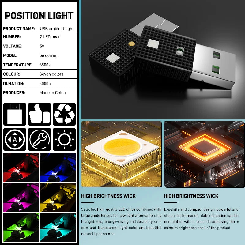 Car LED Touch Lights Mini Interior Ambient Lights DIY Flexible Night Lamp for Cars Truck Party Decoration USB Atmosphere Lamp