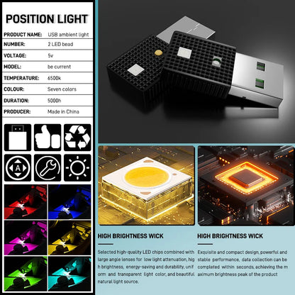 Car LED Touch Lights Mini Interior Ambient Lights DIY Flexible Night Lamp for Cars Truck Party Decoration USB Atmosphere Lamp