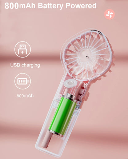 Portable Humidifier Fan Handheld Mist Fan Portable USB Mini Handheld Fan with Water Humidifier Rechargeable Mini USB Hand Fans