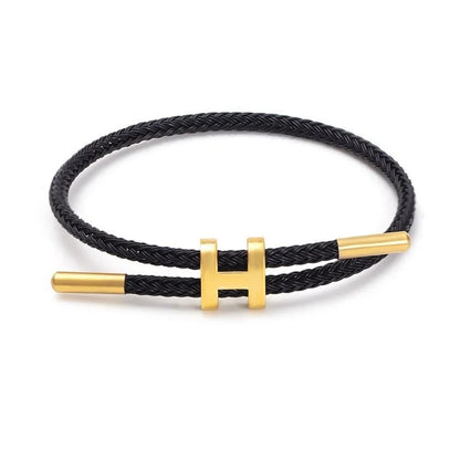 The multi-functional, fashionable and elegant H-buckle stainless steel rope women's bracelet is suitable for men's charming brac