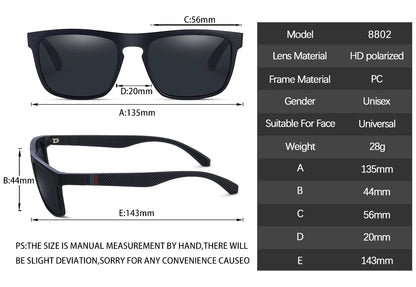 Fashion Square Vintage Polarized Sunglasses Men Women Retro Driving Fishing  Sun Glasses UV400 Eyewear