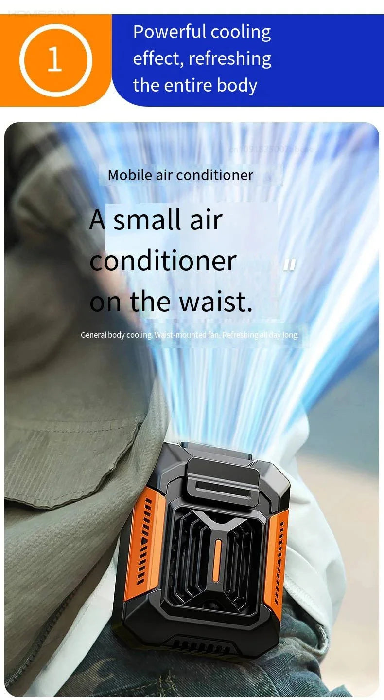 HOMFISH Personal Belt Clip Fan Portable Power Bank Flashlight Wearable Fan Hanging Neck Fan for Outdoor Works Hiking Camping