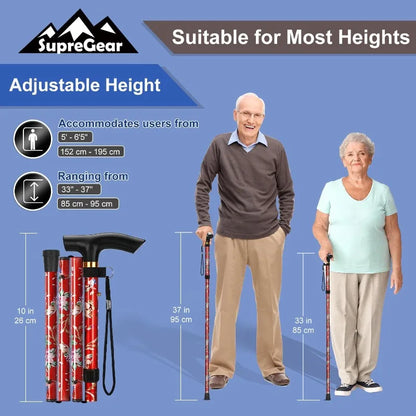 5Level Adjustable Foldable Flower-shaped Aluminum Alloy Walking Stick Portable Elderly Walking Stick Suitable for Outdoor Hiking