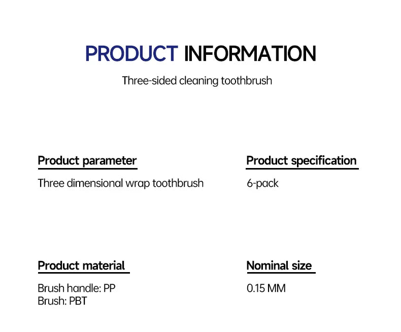 3D Manual Toothbrush 6pcs Three sided U-shaped Soft Toothbrush for Comprehensive Oral Cleaning for Adults, Men and Women, Coup