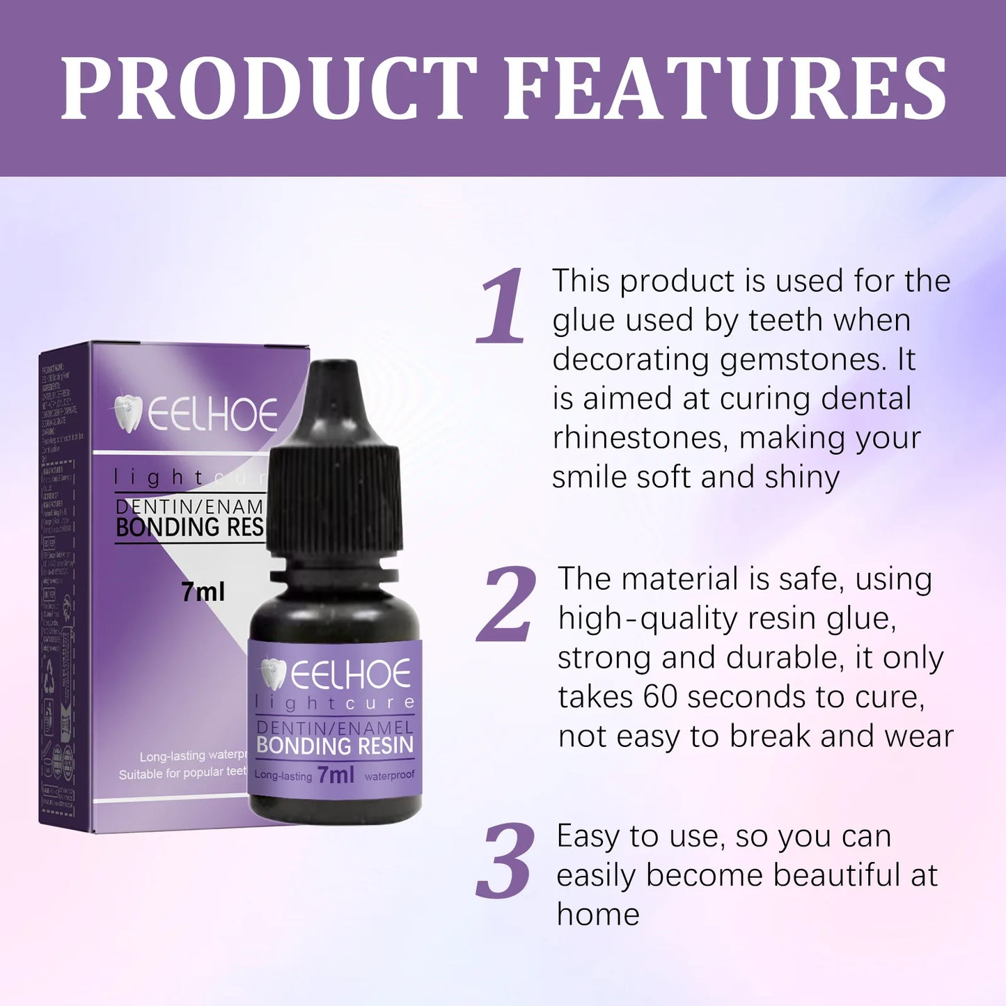 EELHOE Dental Tooth Gems Glue for Diamond Mosaic Anti-Drop Crystals Jewelry Teeth Decoration Orthodontic Glue Teeth Gems Glue